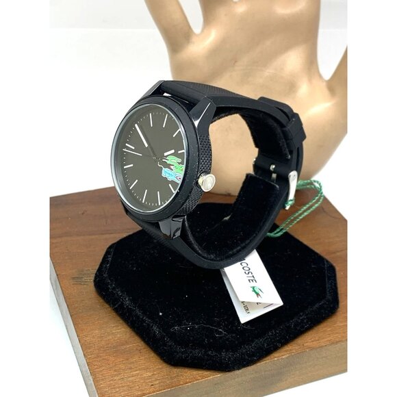 Lacoste Men's Watch 2011134 Quartz Croc Logo Black Dial Rubber Strap 42mm - Picture 2 of 13